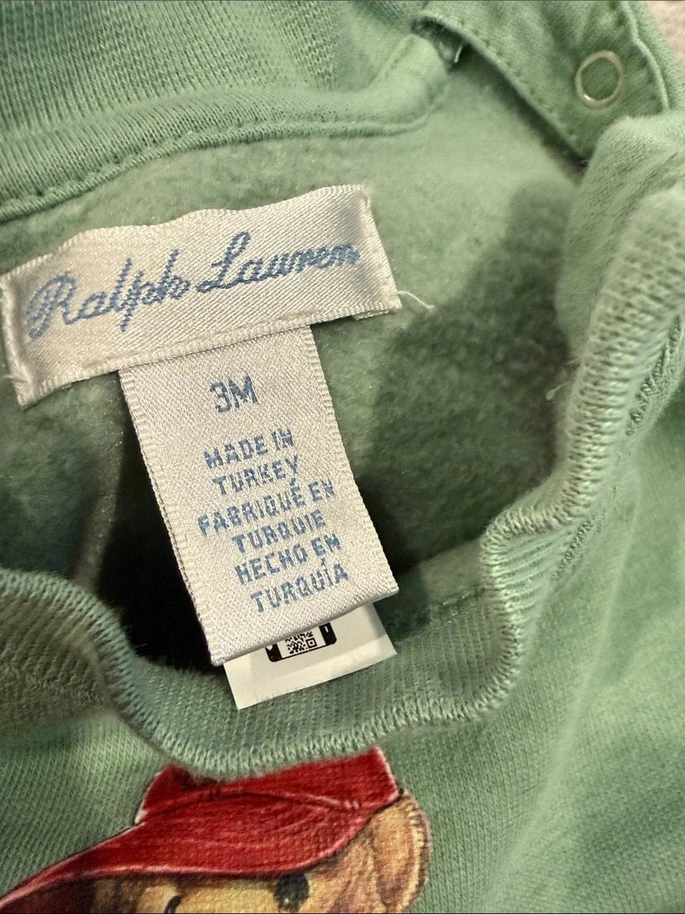 Ralph Lauren Kids Polo Bear Mint Green Sweatshirt Worn Once
